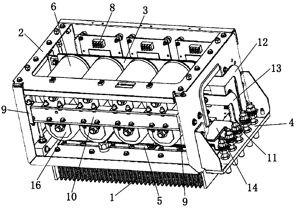 Novel power conversion unit allowing laminated coating row and composite busbar to be used in hybrid mode