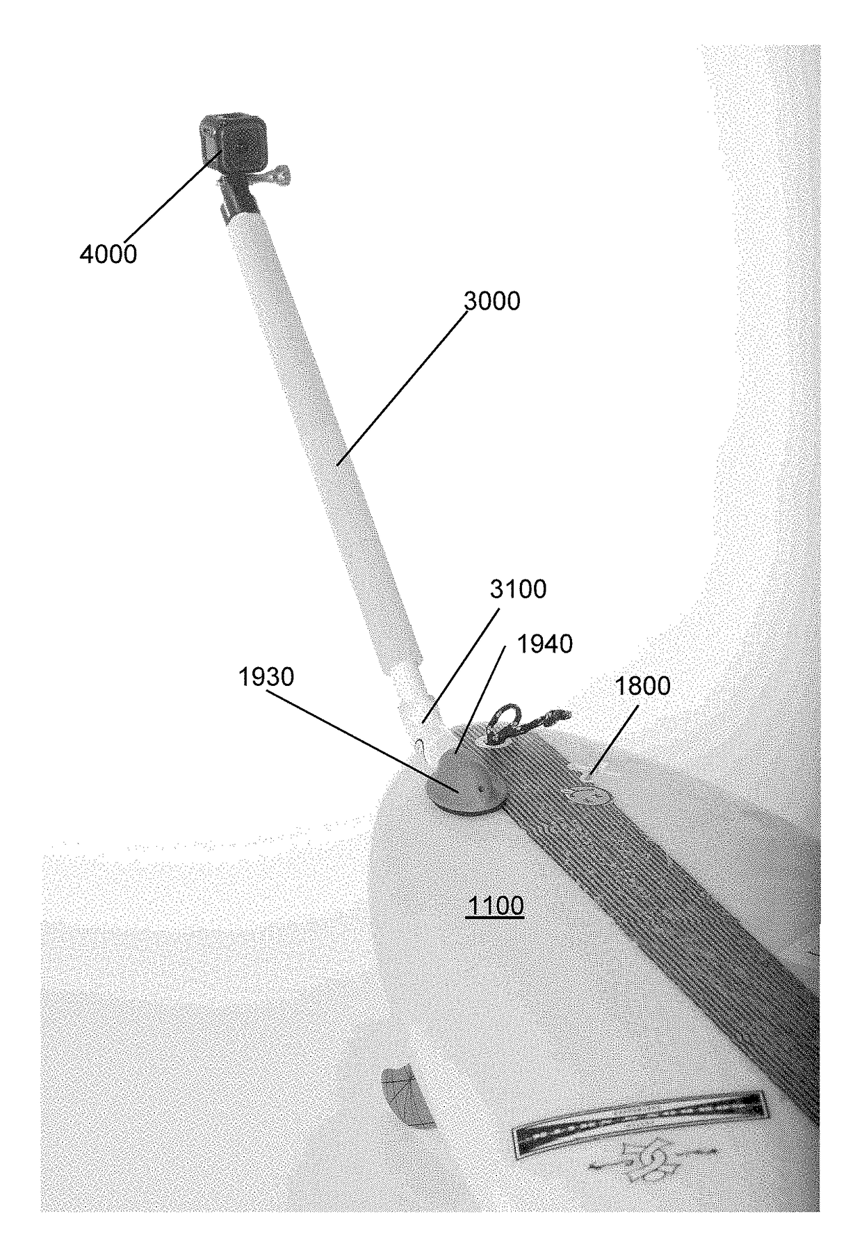 Mounting apparatus and related methods of fabricating or retrofitting a surfboard with said mounting apparatus