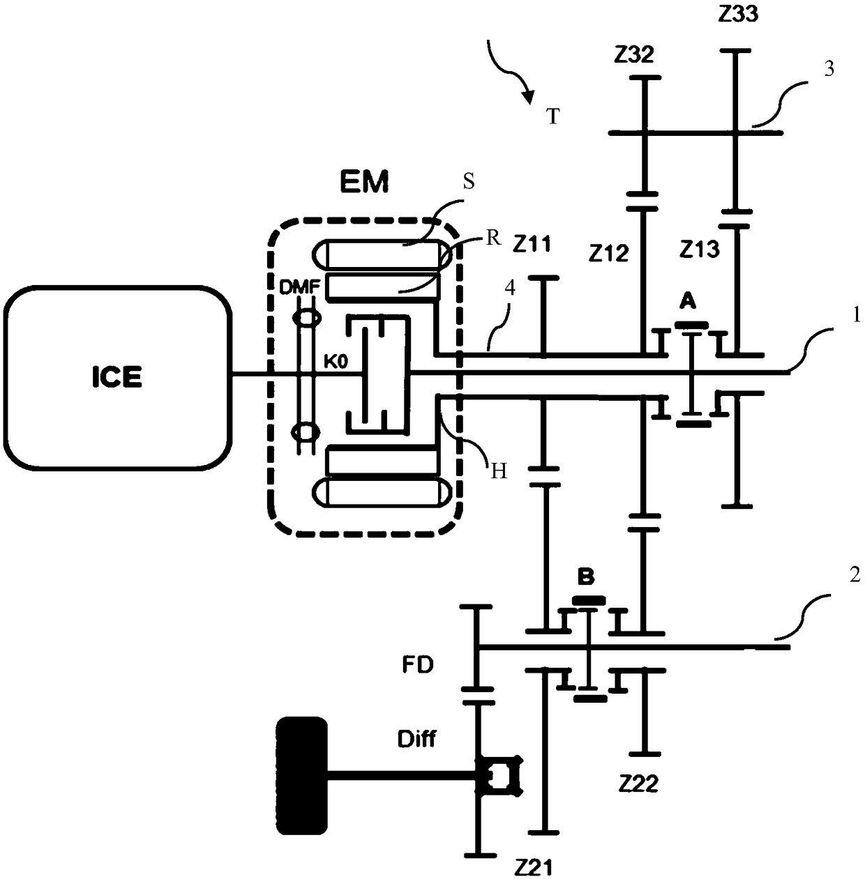 Hybrid power transmission, hybrid power driving system and hybrid power vehicle