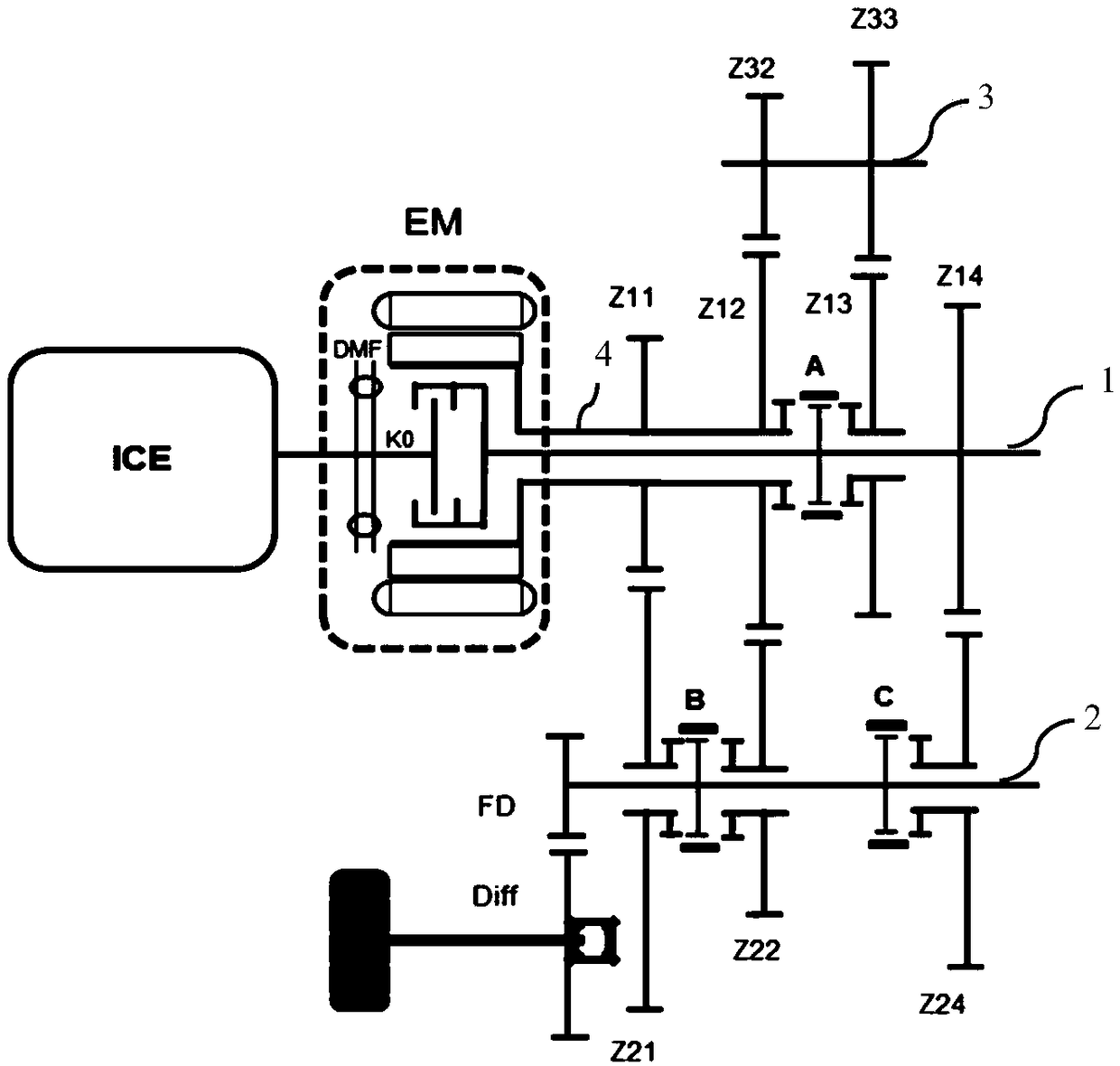 Hybrid power transmission, hybrid power driving system and hybrid power vehicle