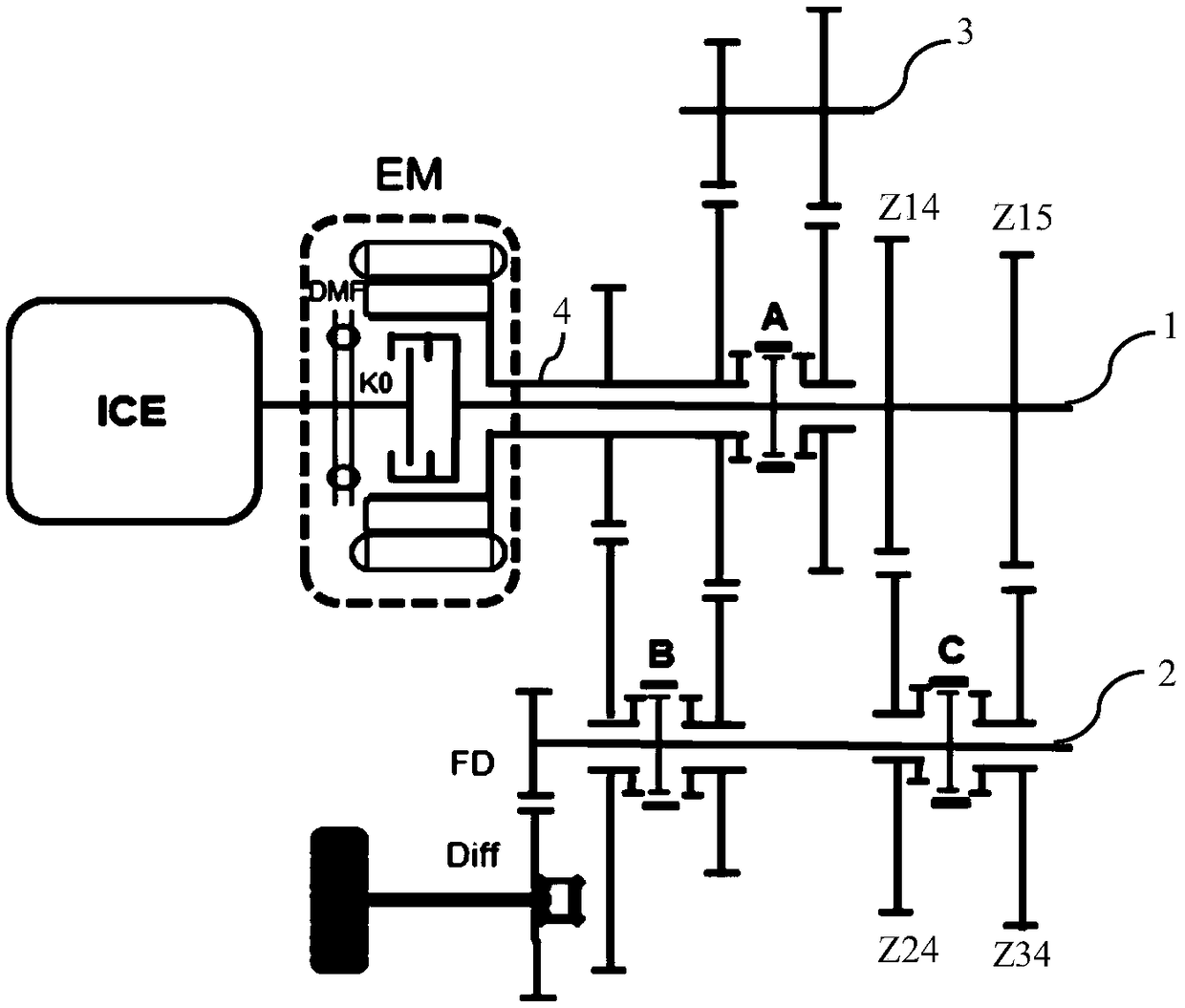 Hybrid power transmission, hybrid power driving system and hybrid power vehicle