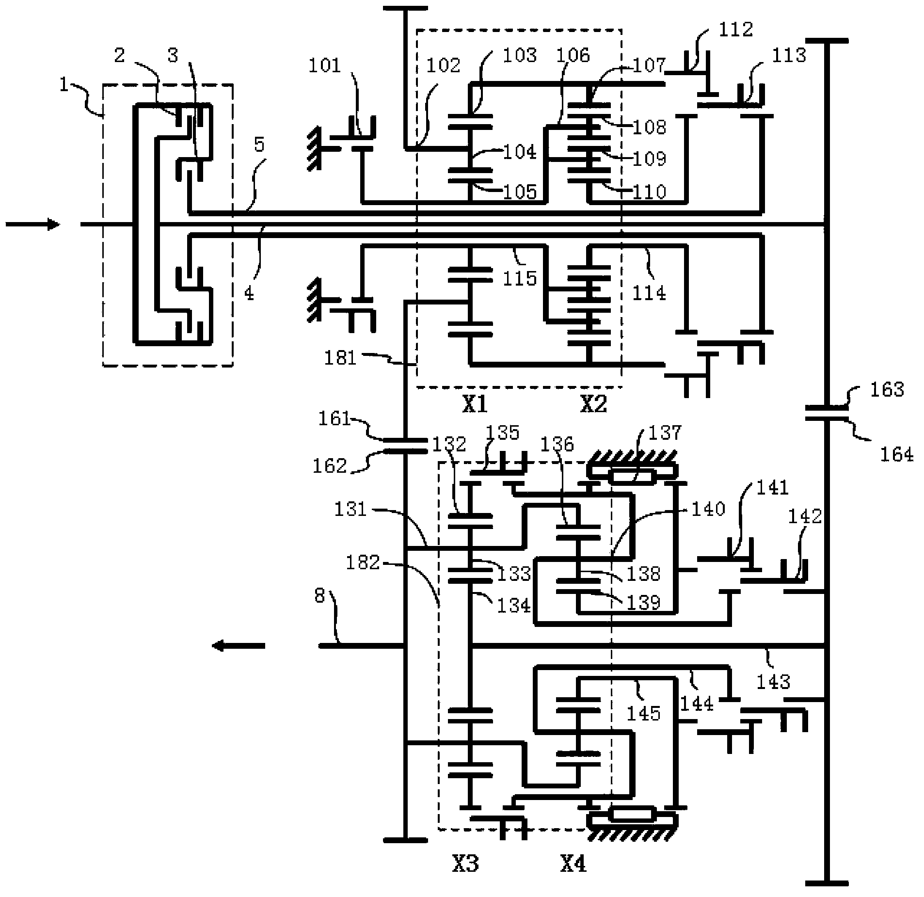 Multi-speed gearbox transmission mechanism