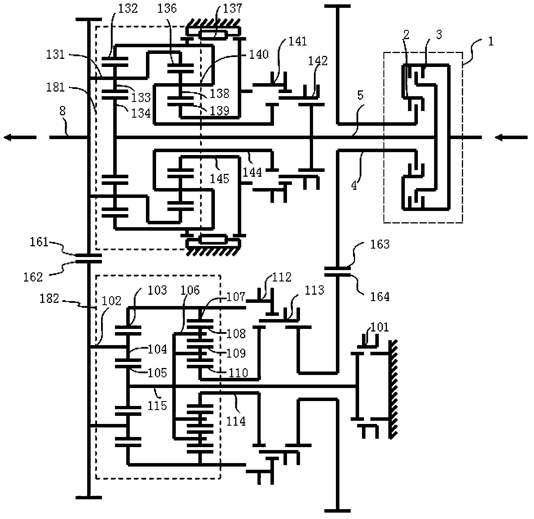 Multi-speed gearbox transmission mechanism