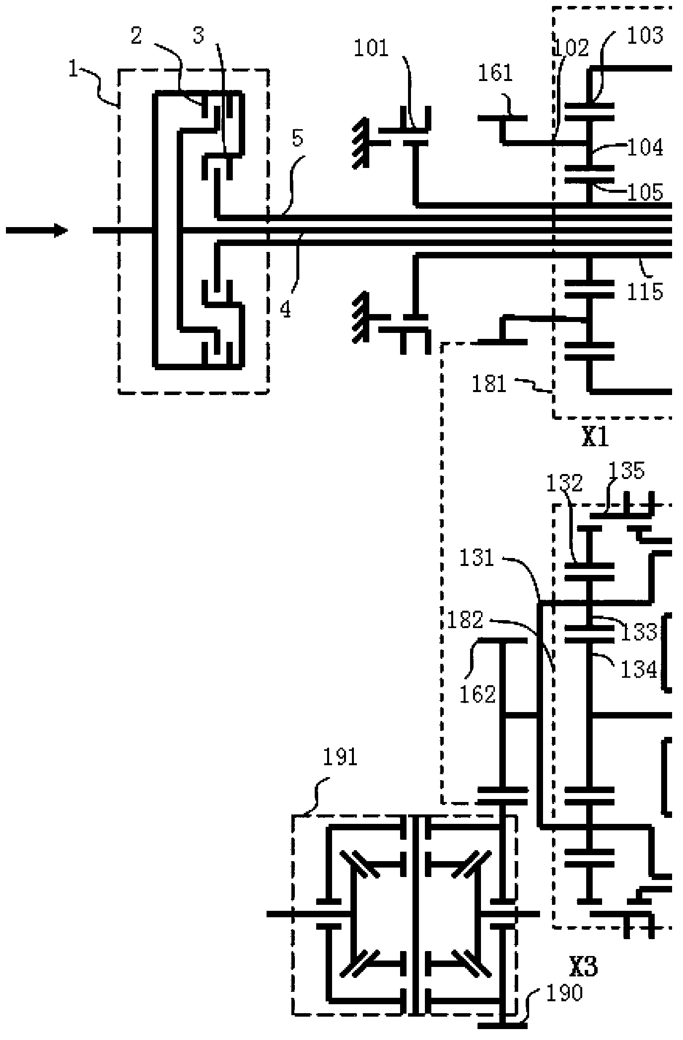 Multi-speed gearbox transmission mechanism