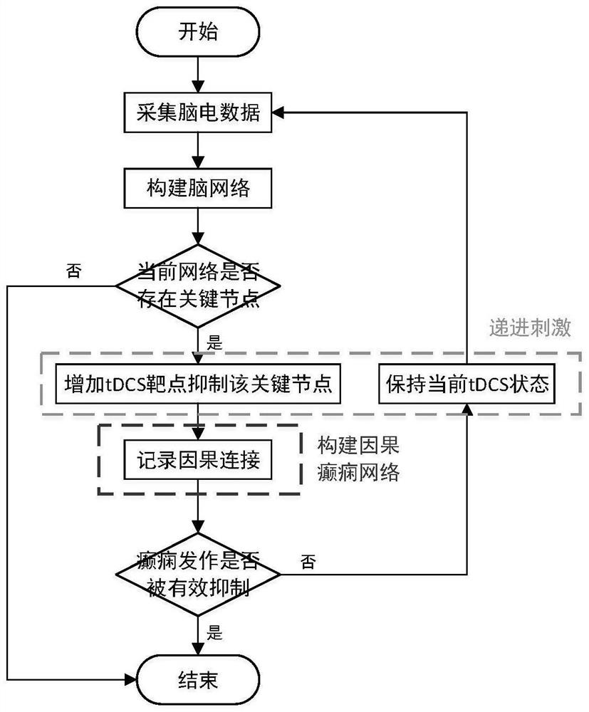 Progressive brain network determination method and device for transcranial electrical stimulation