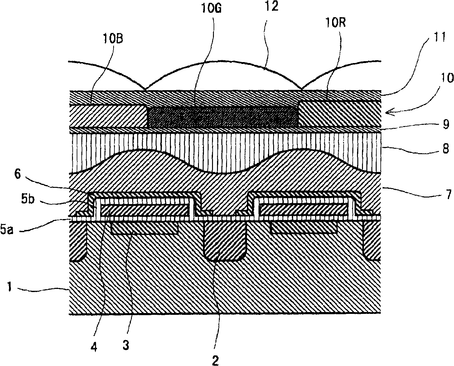 Colored photosensitive resin composition, and color filter array and solid-state image pickup device using the same