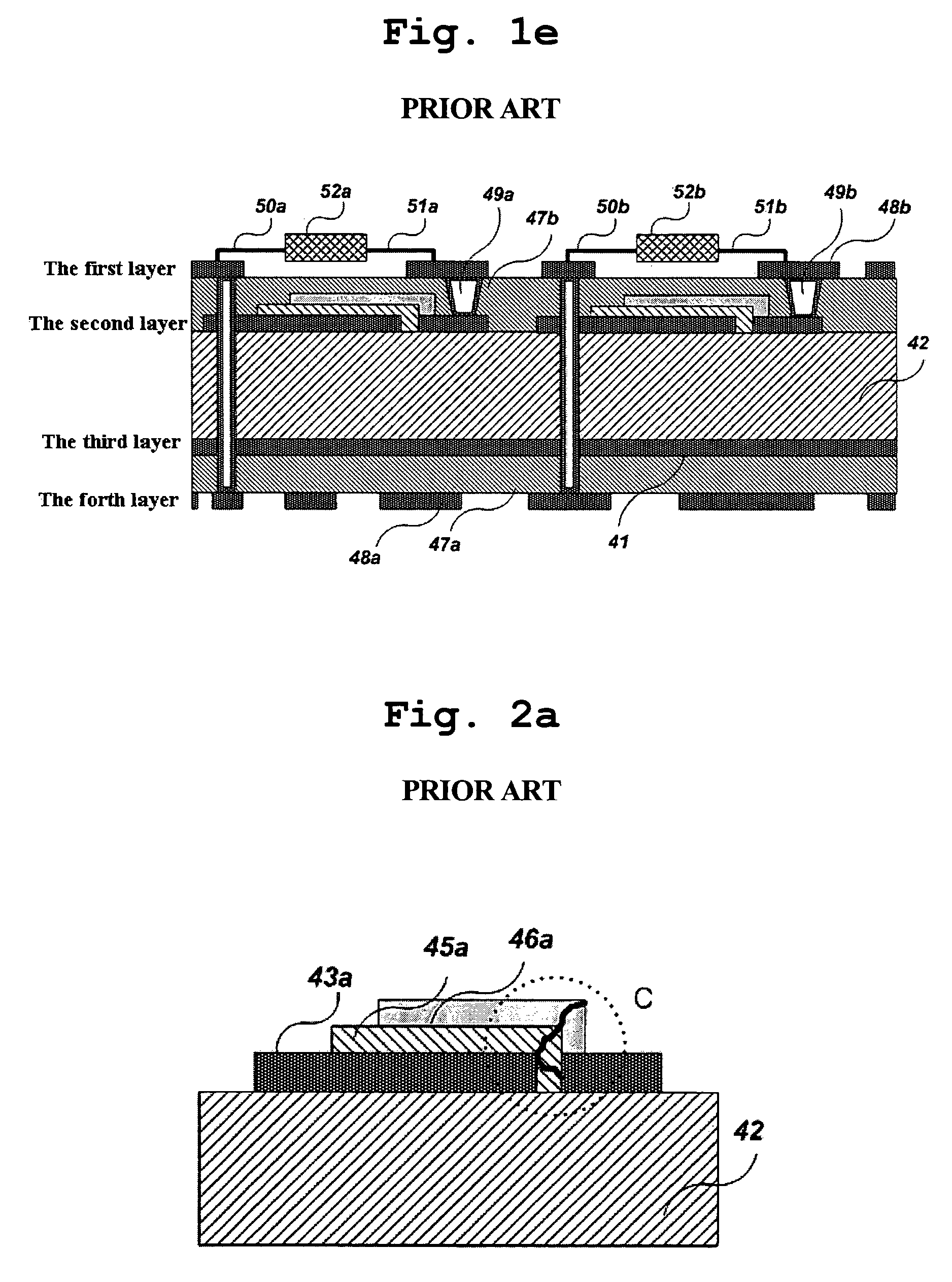 Printed circuit board with embedded capacitors therein, and process for manufacturing the same