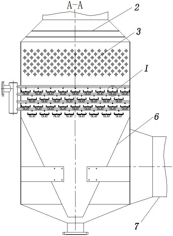 Efficient condensing horizontal film wet dust removal system