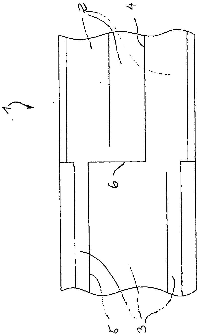 Device for cutting track-like material as well as method for producing cross sections in a track-like material