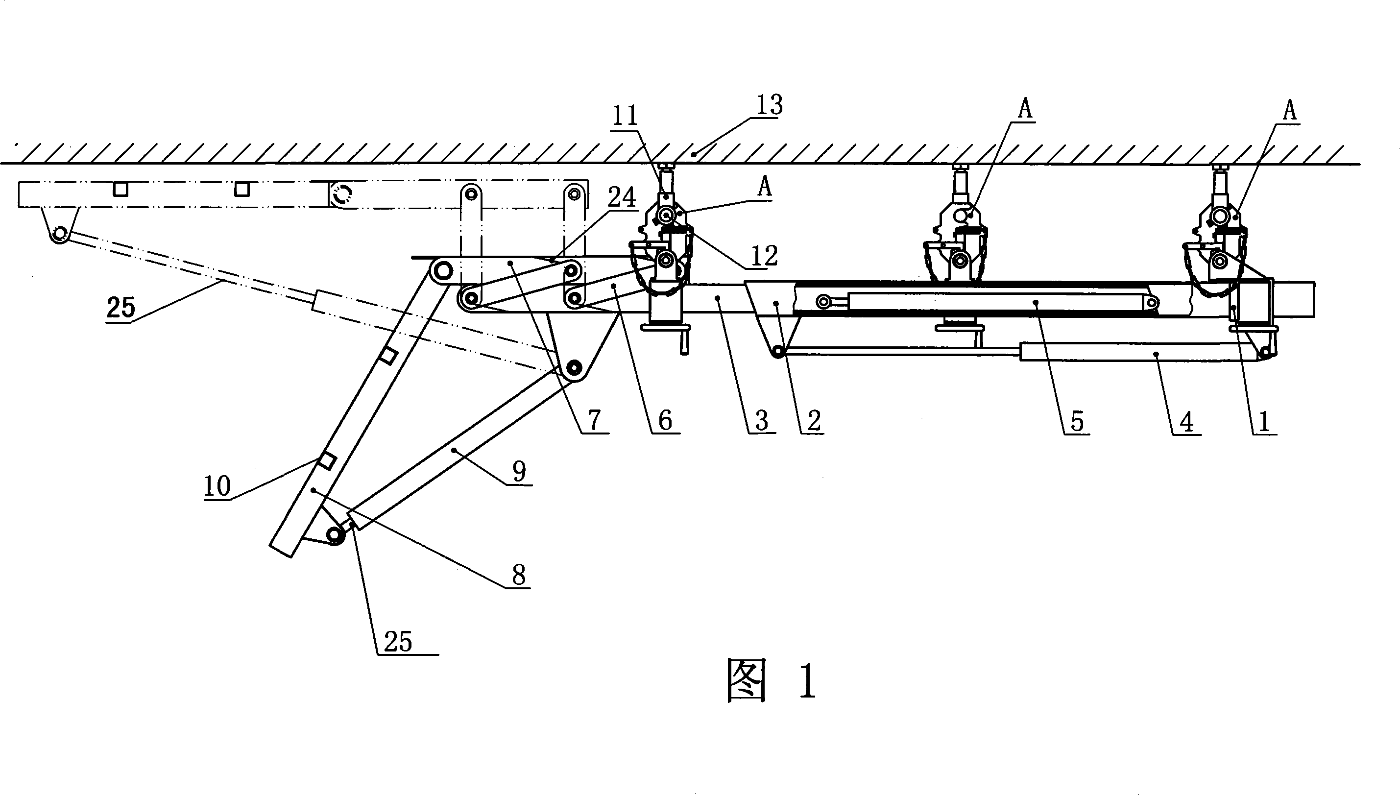 Down-hole tunnel suspended stepping self-moving advance timbering