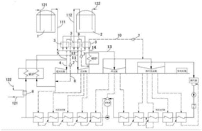 Liquid state energy storage system applicable to depth peak load regulation of heat power generating unit