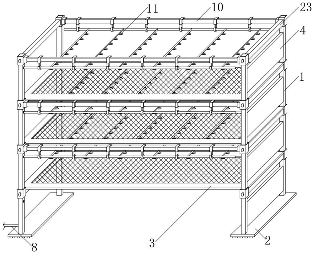 Edible fungus planting support convenient to clean and edible fungus planting method