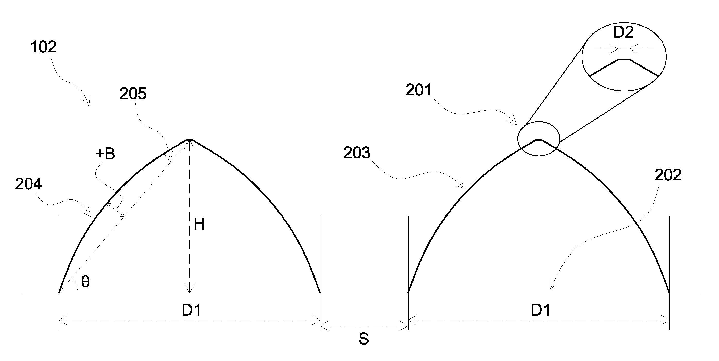 Light-emitting device having patterned substrate and method of manufacturing thereof