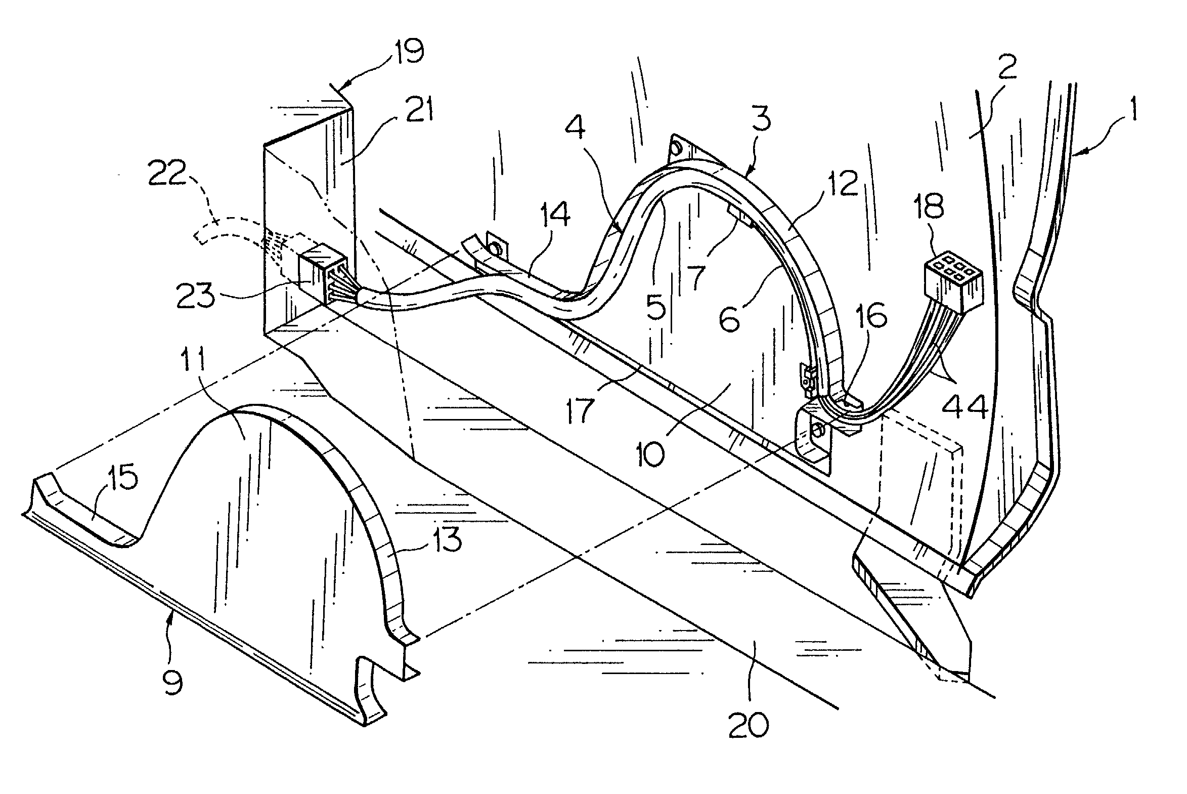 Harness slack absorbing apparatus