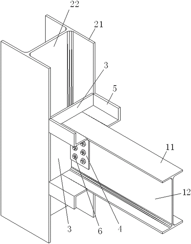 H-shaped column weak axis direction and h-shaped beam rigidly connected structure and manufacturing method thereof