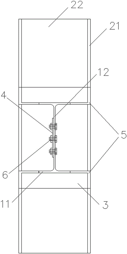 H-shaped column weak axis direction and h-shaped beam rigidly connected structure and manufacturing method thereof