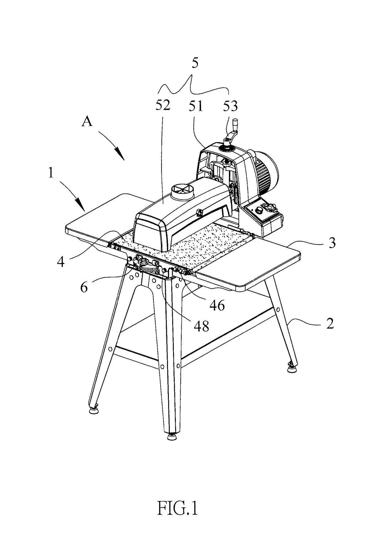 Grinding machine with adjustable work bench