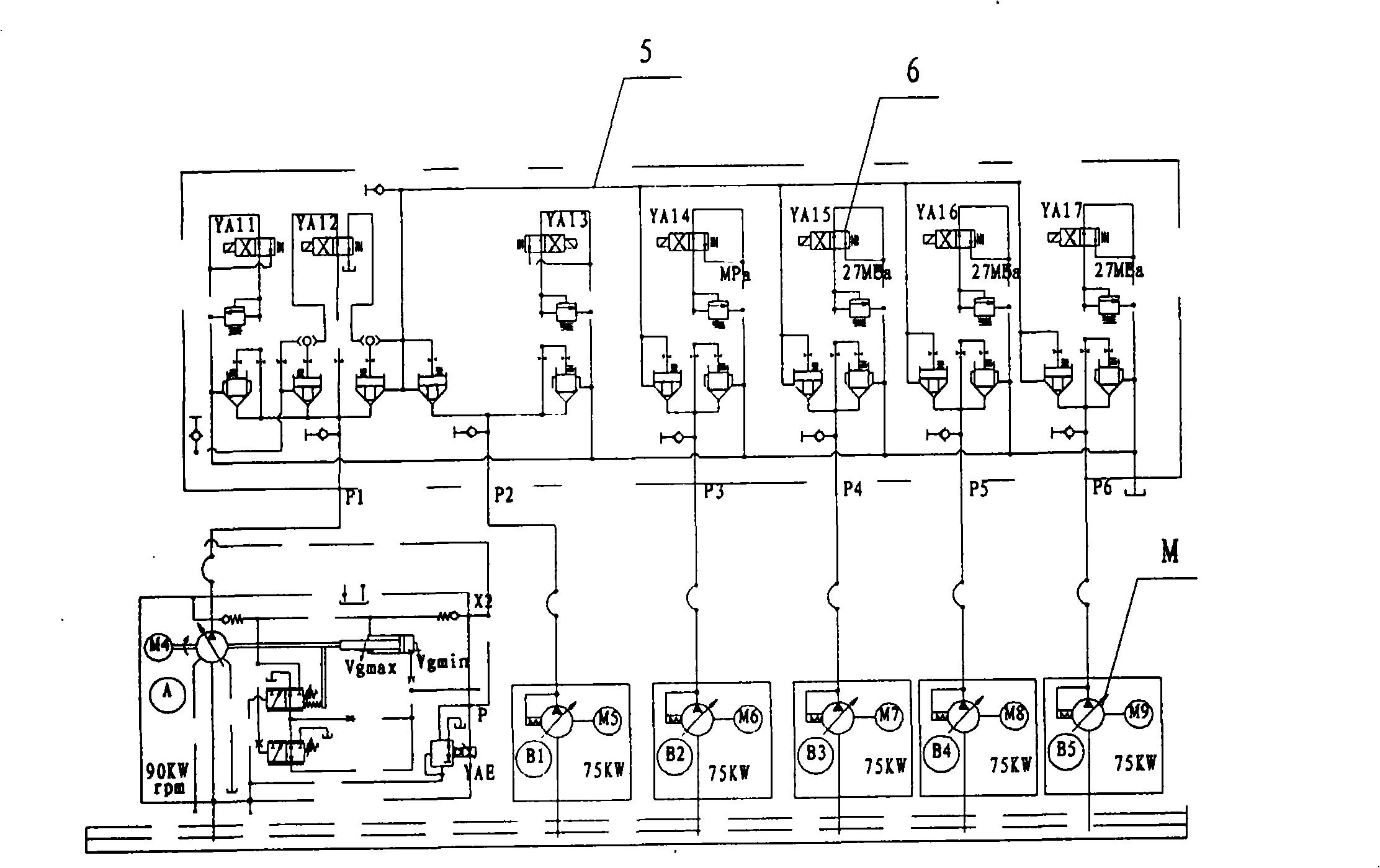 Motor matching control system for hydraulic machine