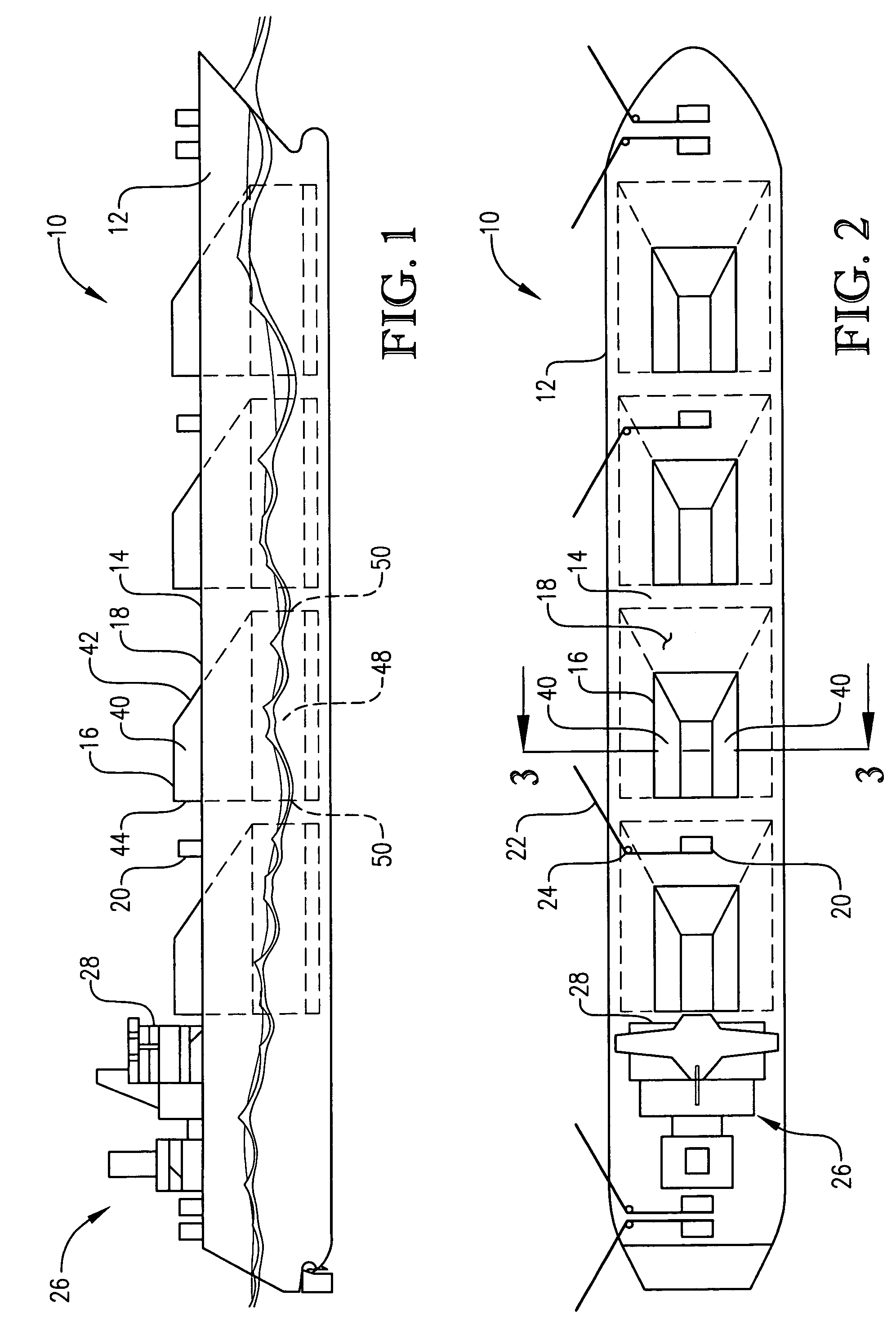 High volume liquid containment system for ships