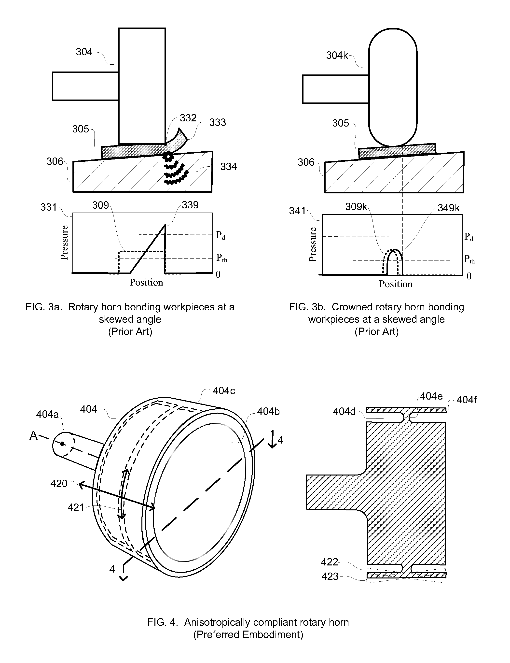 Anisotropically compliant horns for ultrasonic vibratory solid-state bonding