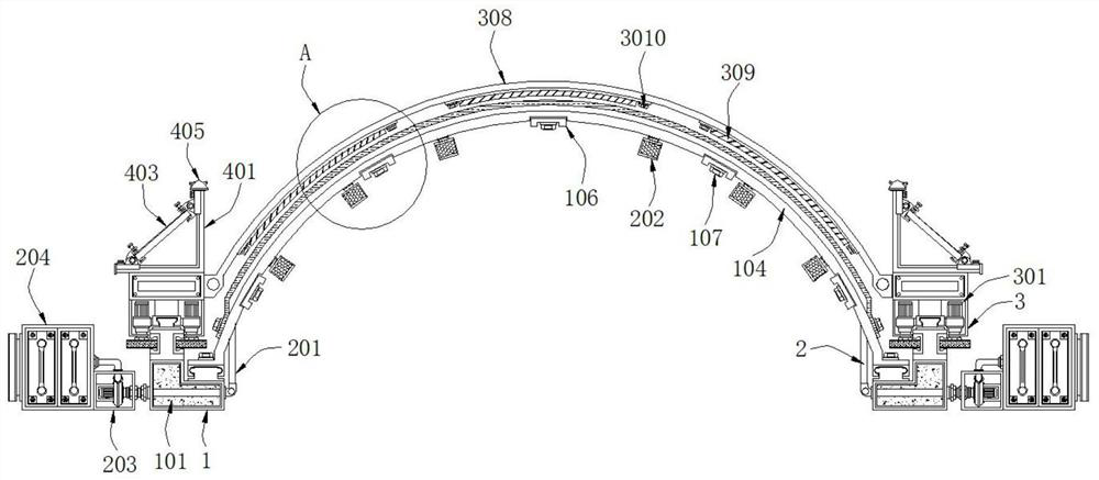 Air film building with rail type sliding snow removing structure