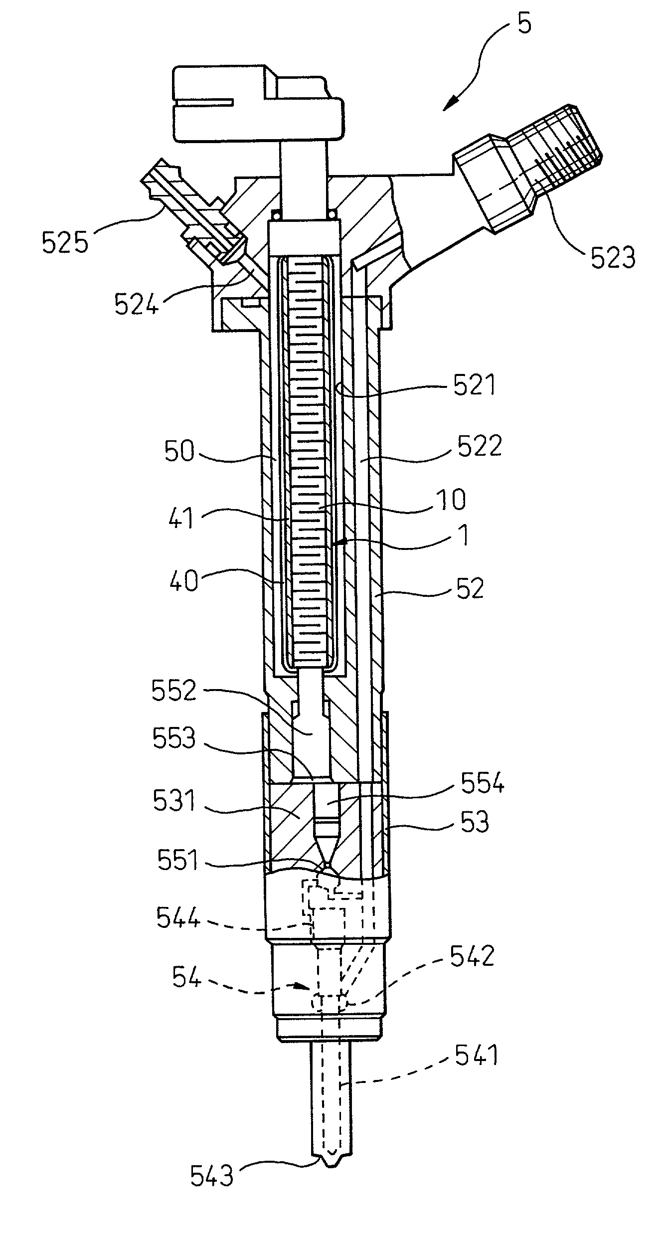 Piezoelectric element and injector using the same