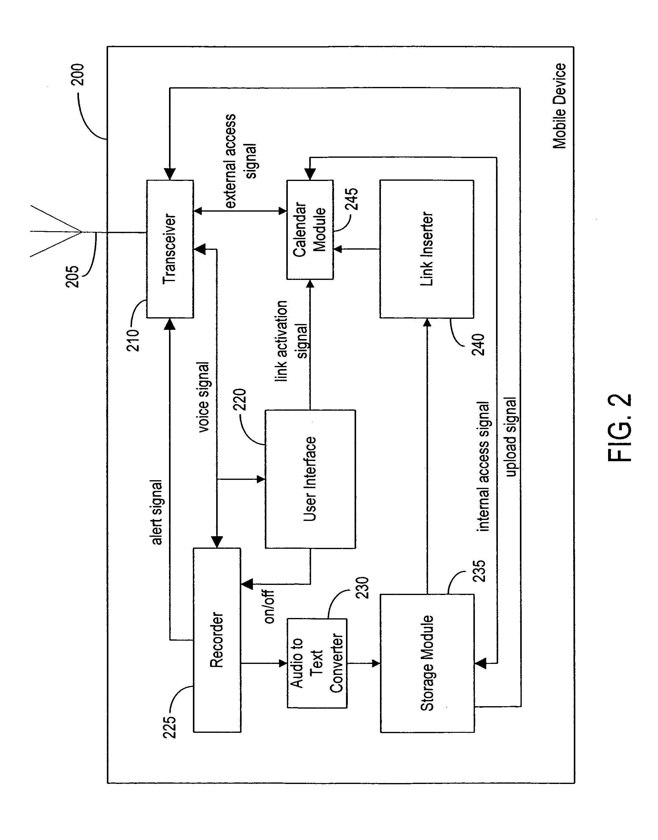 Method, mobile device, system and software for establishing an audio note journal