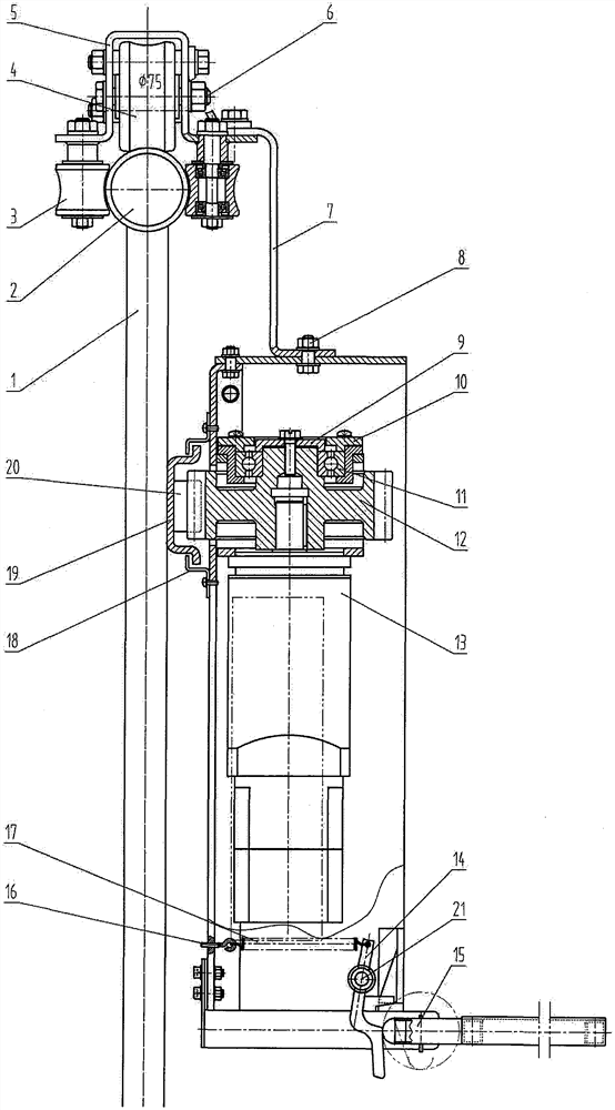 High-rail corridor elevator walking mechanism