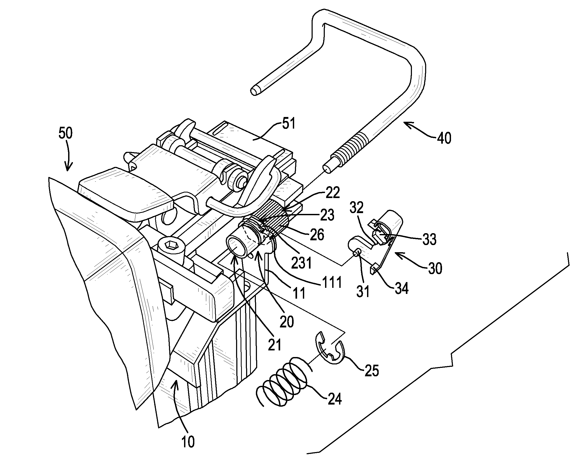 Adjusting-fixing assembly for a staple gun