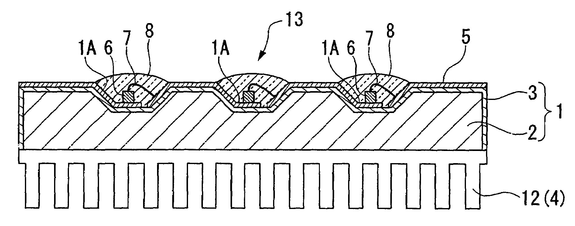 Light-emitting element mounting board, light-emitting element module, lighting device, display device, and traffic signal equipment