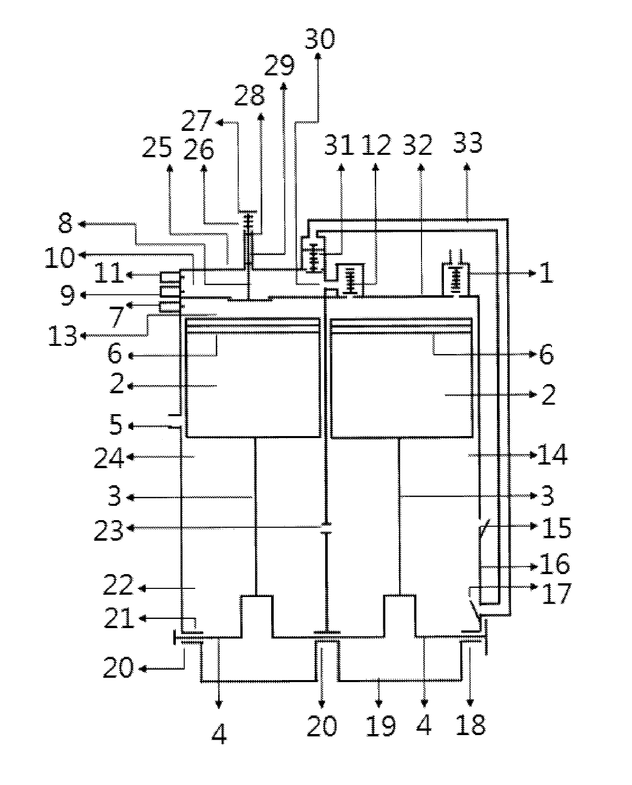 Two-stroke reciprocating piston combustion engine