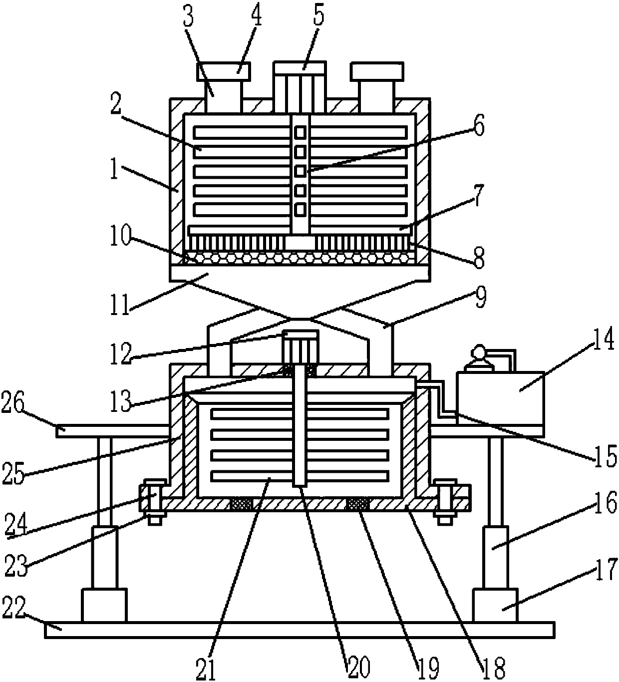 Lifting type traditional Chinese medicine material crushing and stirring drying device