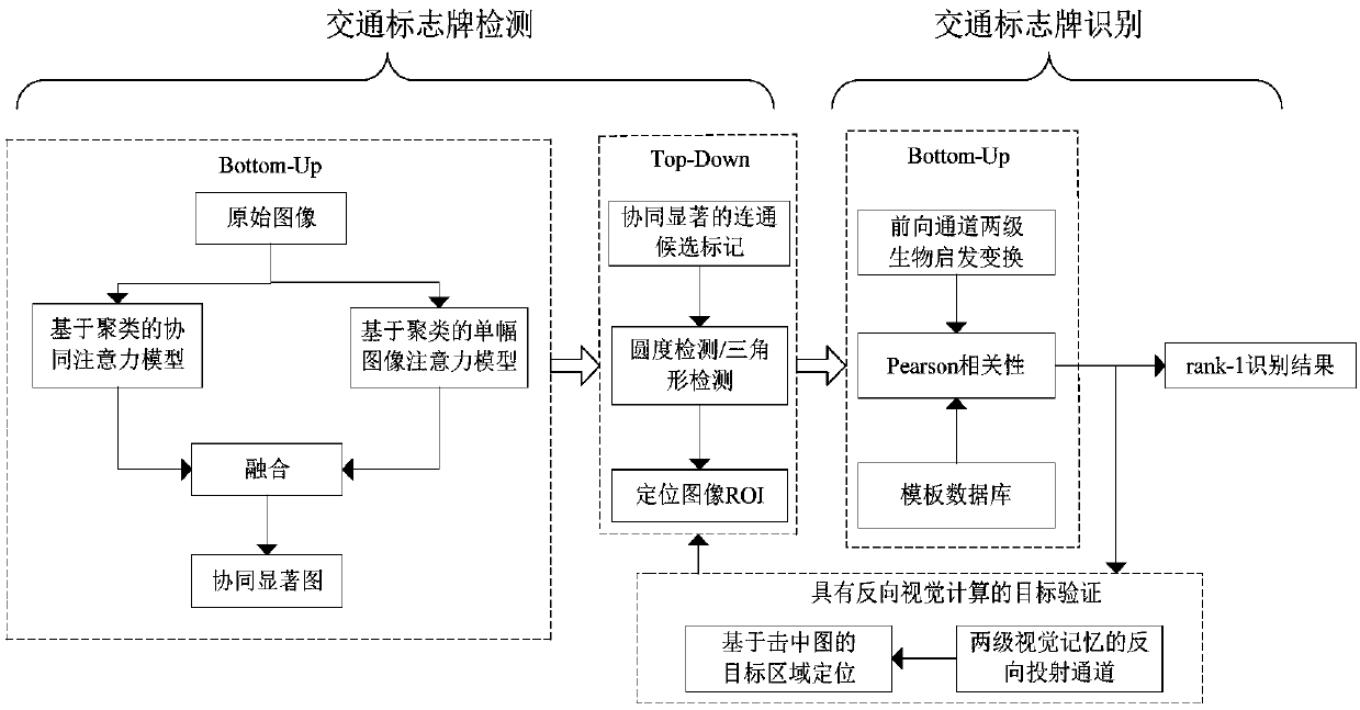 Traffic sign detection and identification method based on collaborative bionic vision in complex city scene