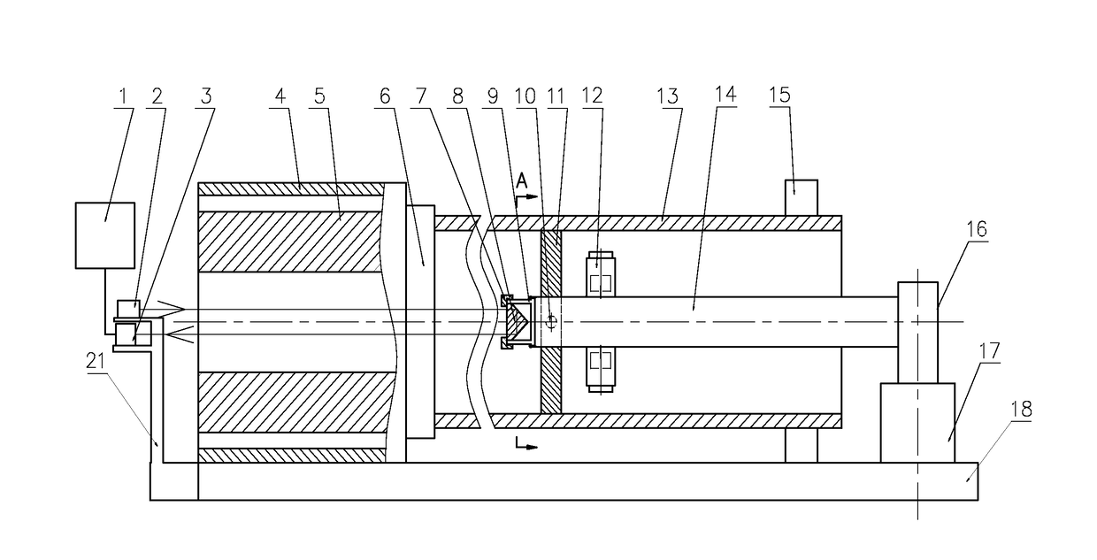 Rear-mounted deep hole machining on-line detection and deviating correction device