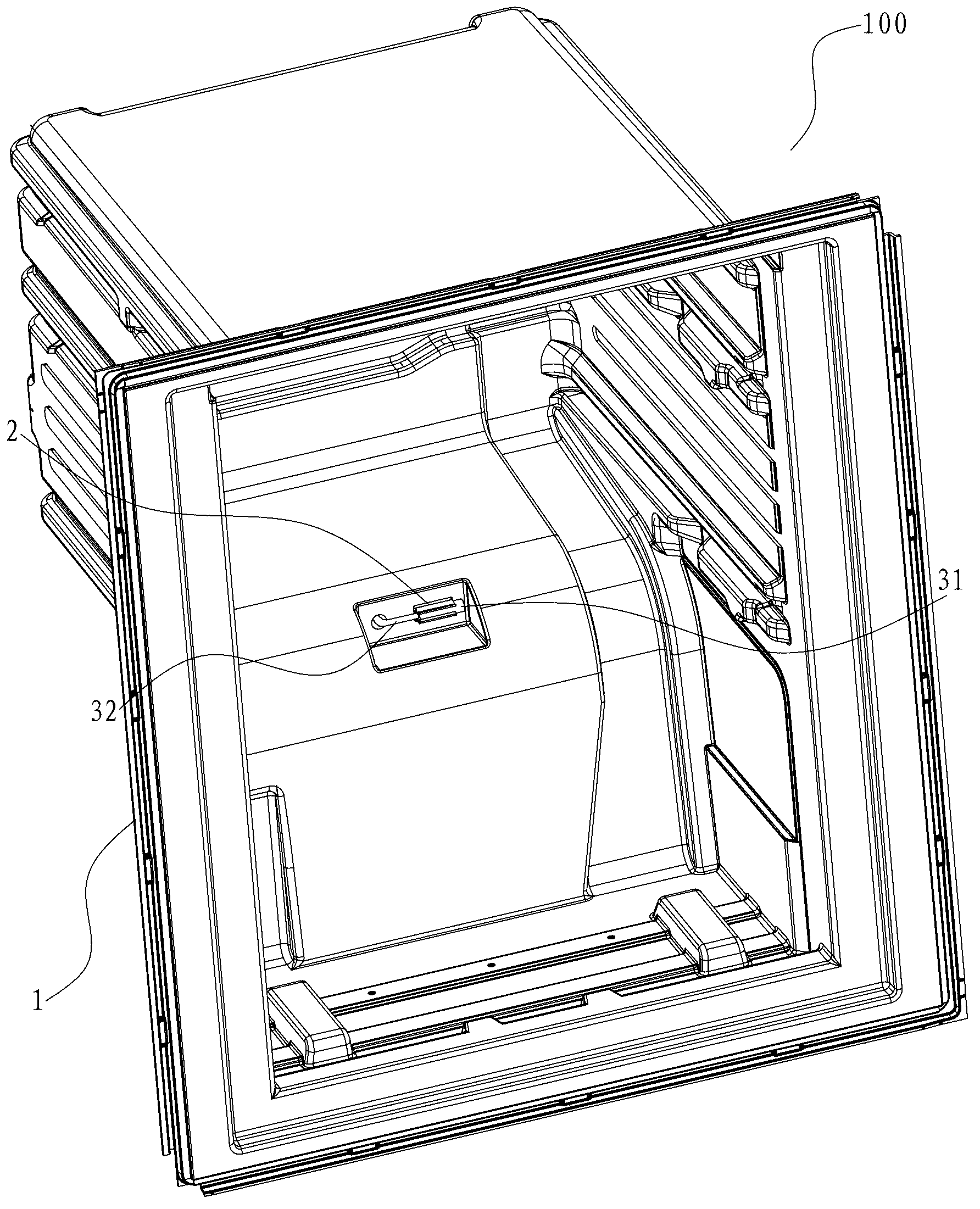 Refrigerator container component for refrigerator and refrigerator provided with same