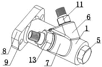 Single-inlet-double-outlet injection mold cooling liquid coupling pipe