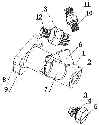 Single-inlet-double-outlet injection mold cooling liquid coupling pipe