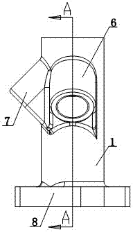 Single-inlet-double-outlet injection mold cooling liquid coupling pipe