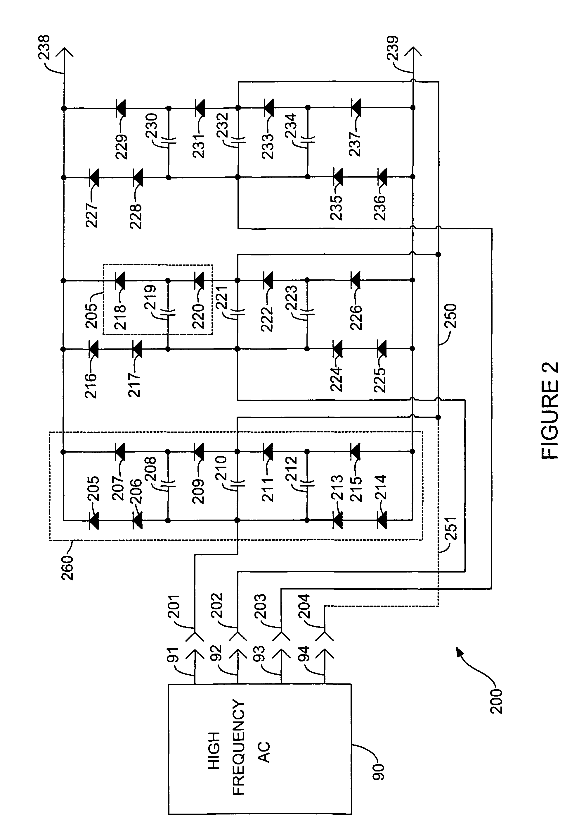 Wide range DC power supply with bypassed multiplier circuits