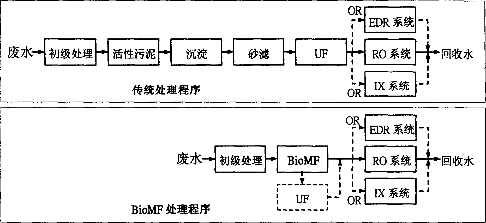 Biomembrane draining treament system and treating method