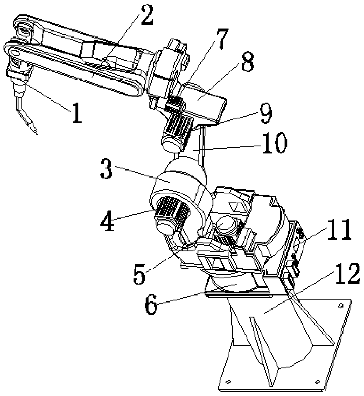 Novel anti-theft door frame fully-automatic welding mechanical arm and working method