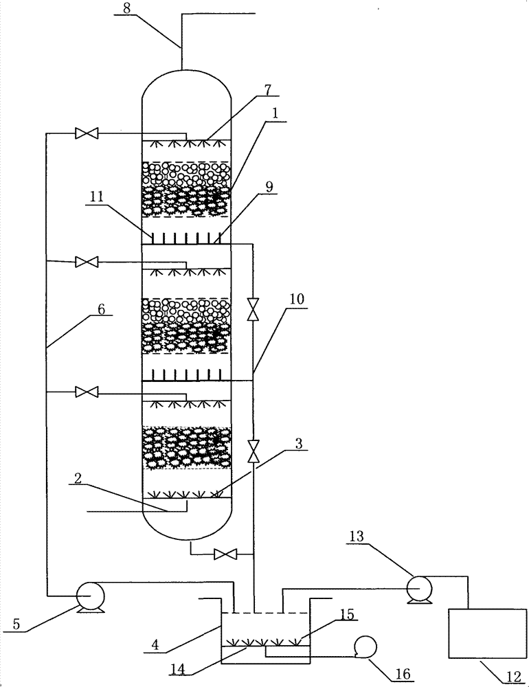 Deodorizing device and deodorizing method of bio-trickling filtration tower