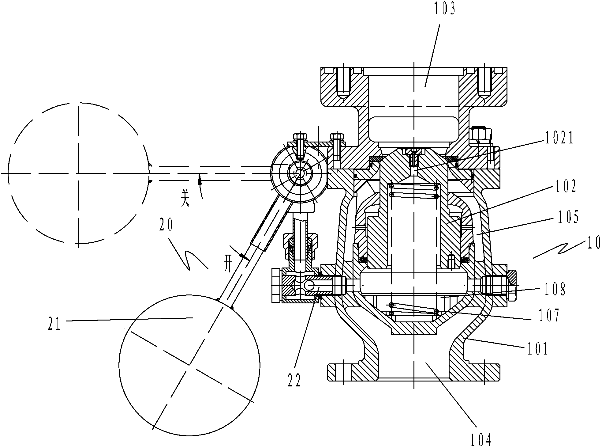 Automatic control valve for liquid level