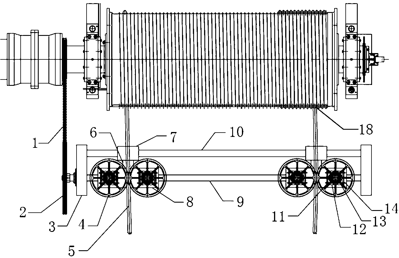 Wire rope guide device of winding engine