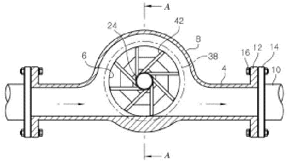 Pipe flowing medium axial-flow-type pressure driver