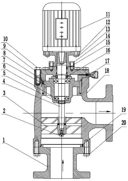 Pipe flowing medium axial-flow-type pressure driver