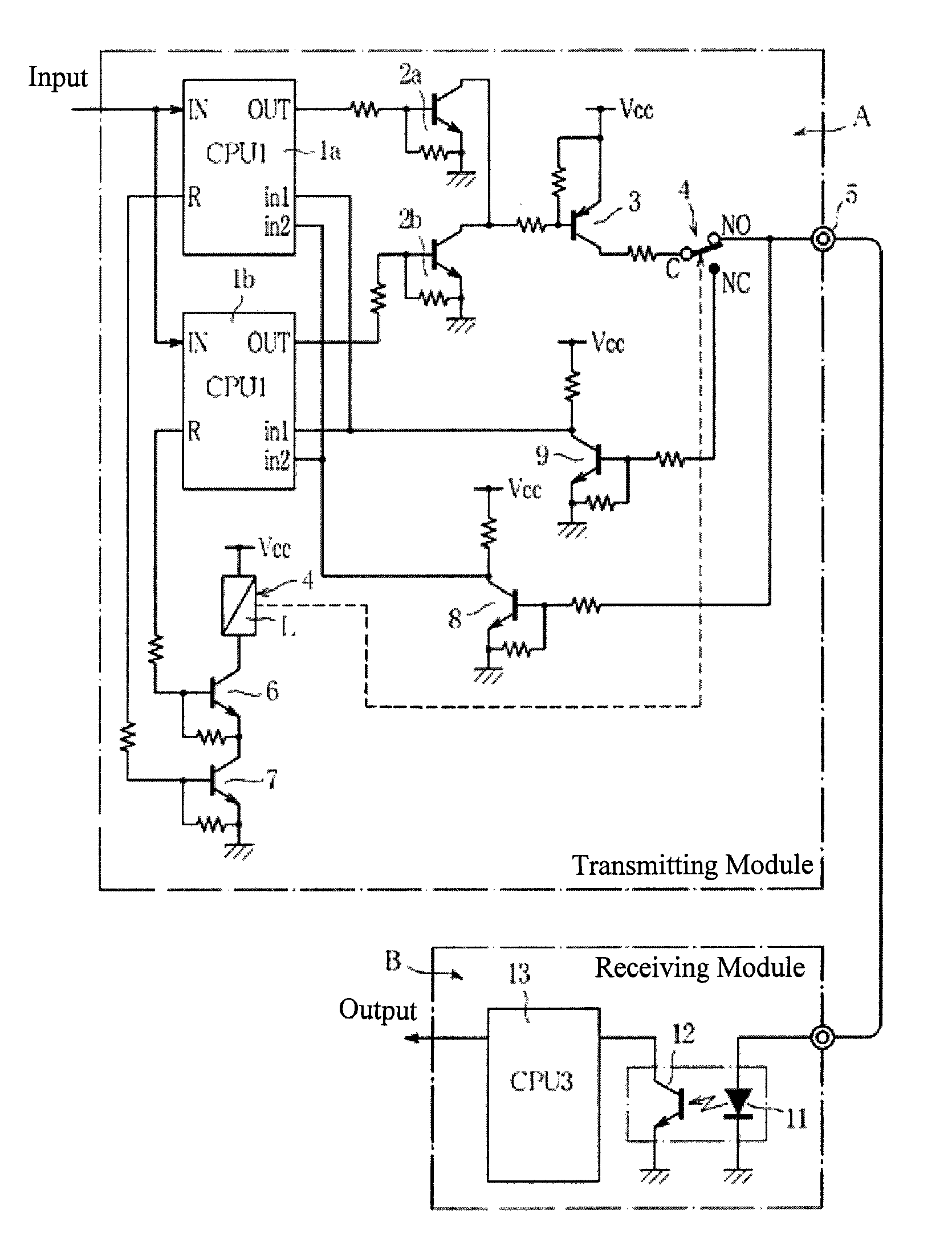 System for sending signals between modules