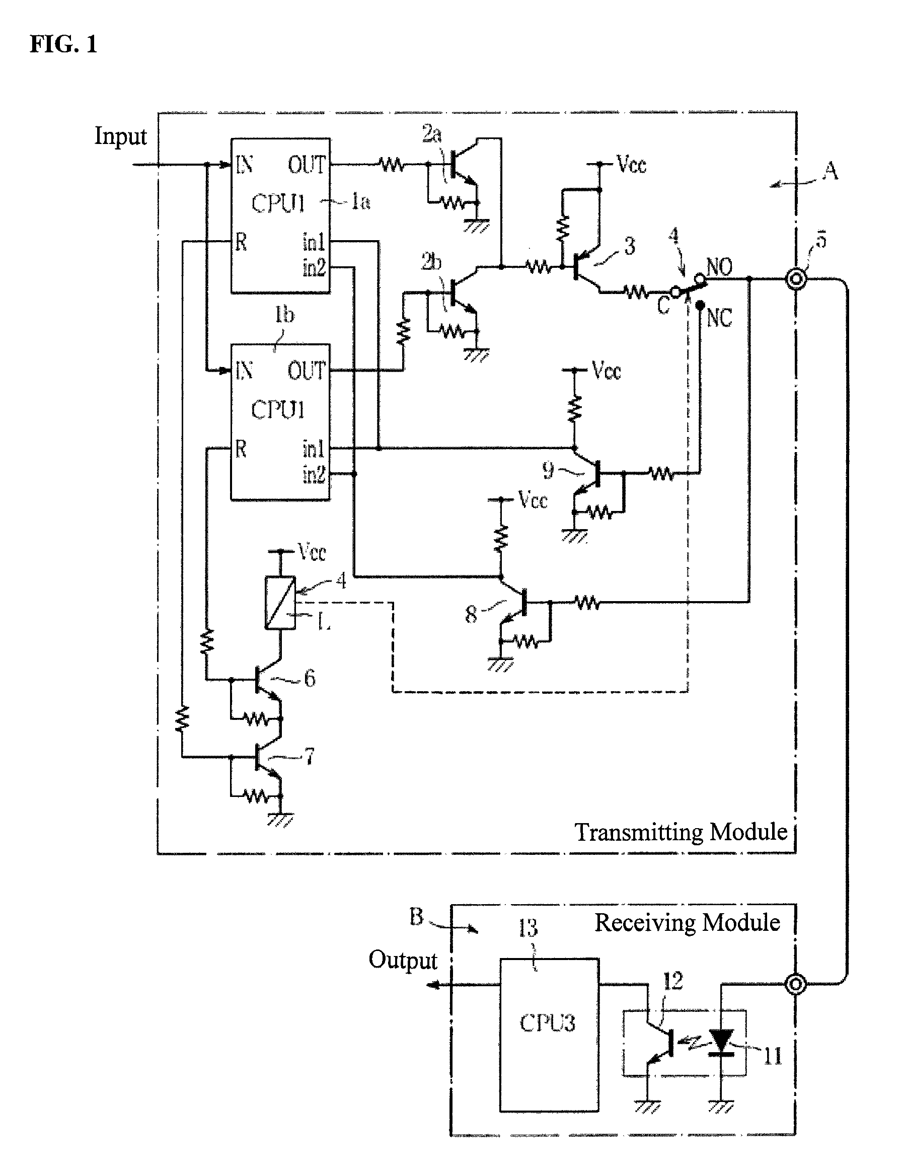 System for sending signals between modules