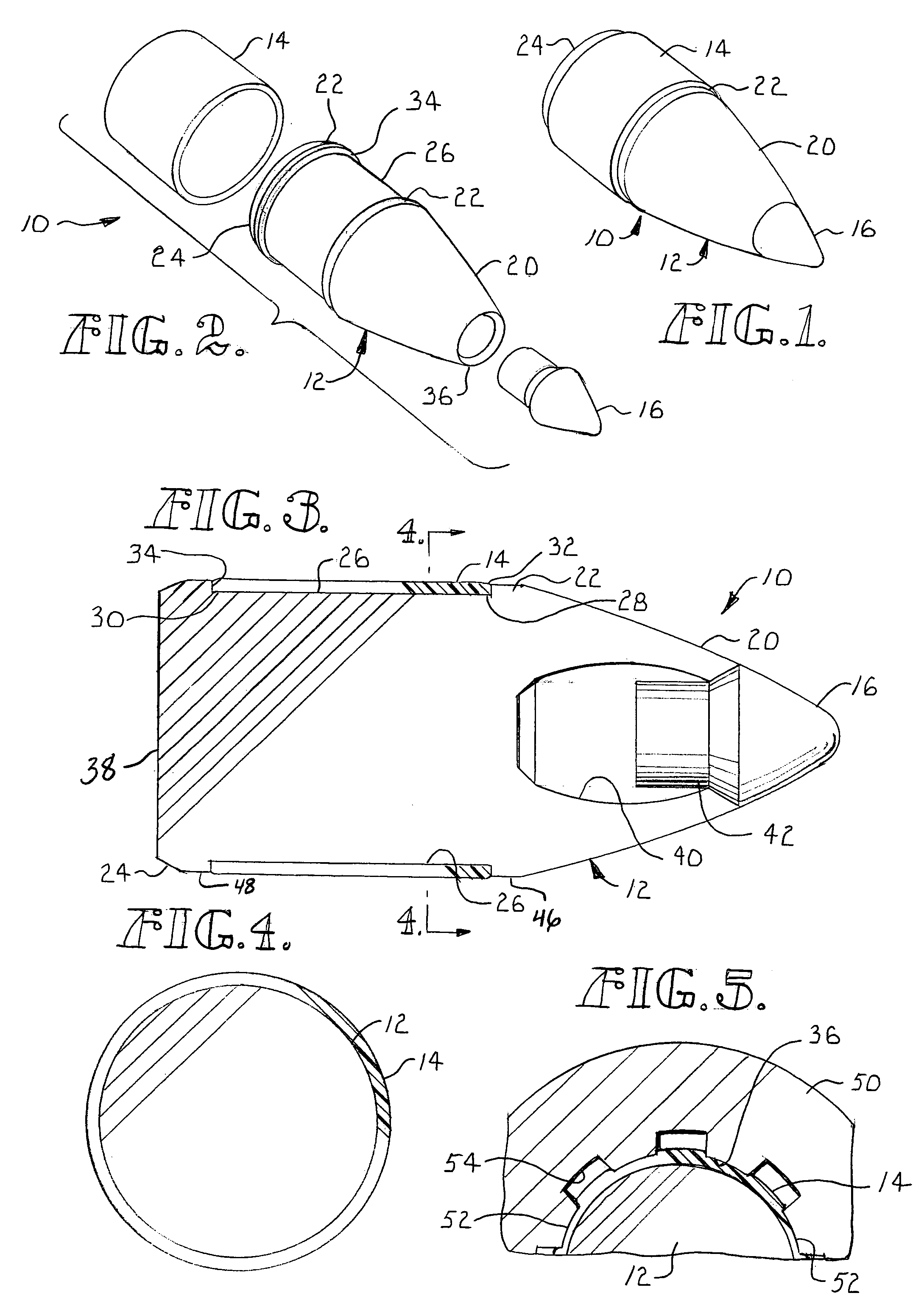 Firearms projectile having jacket runner