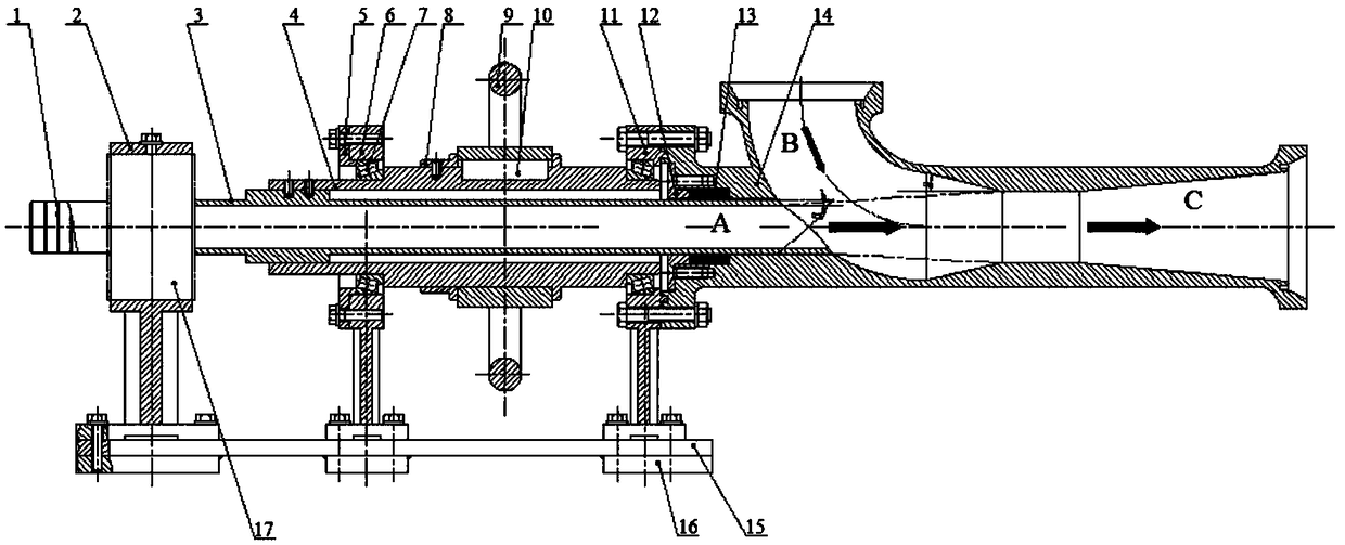 Automatic rotating powder distribution device for nozzle of pulsating vacuum jet pump